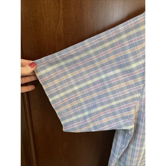 Orvis Shirt Mens Medium Blue Plaid Short Sleeve Button Down Casual Camp Outdoors - Picture 6 of 10